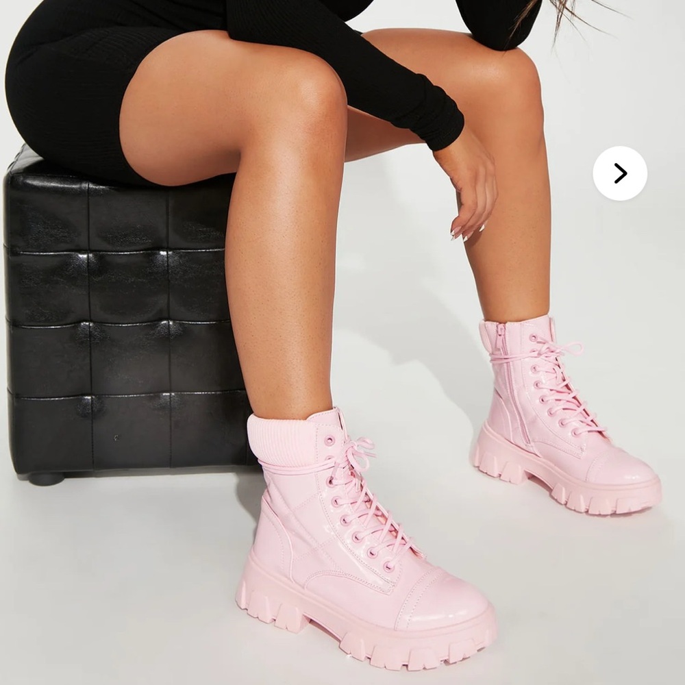 Fashion Nova Pink Combat Boots